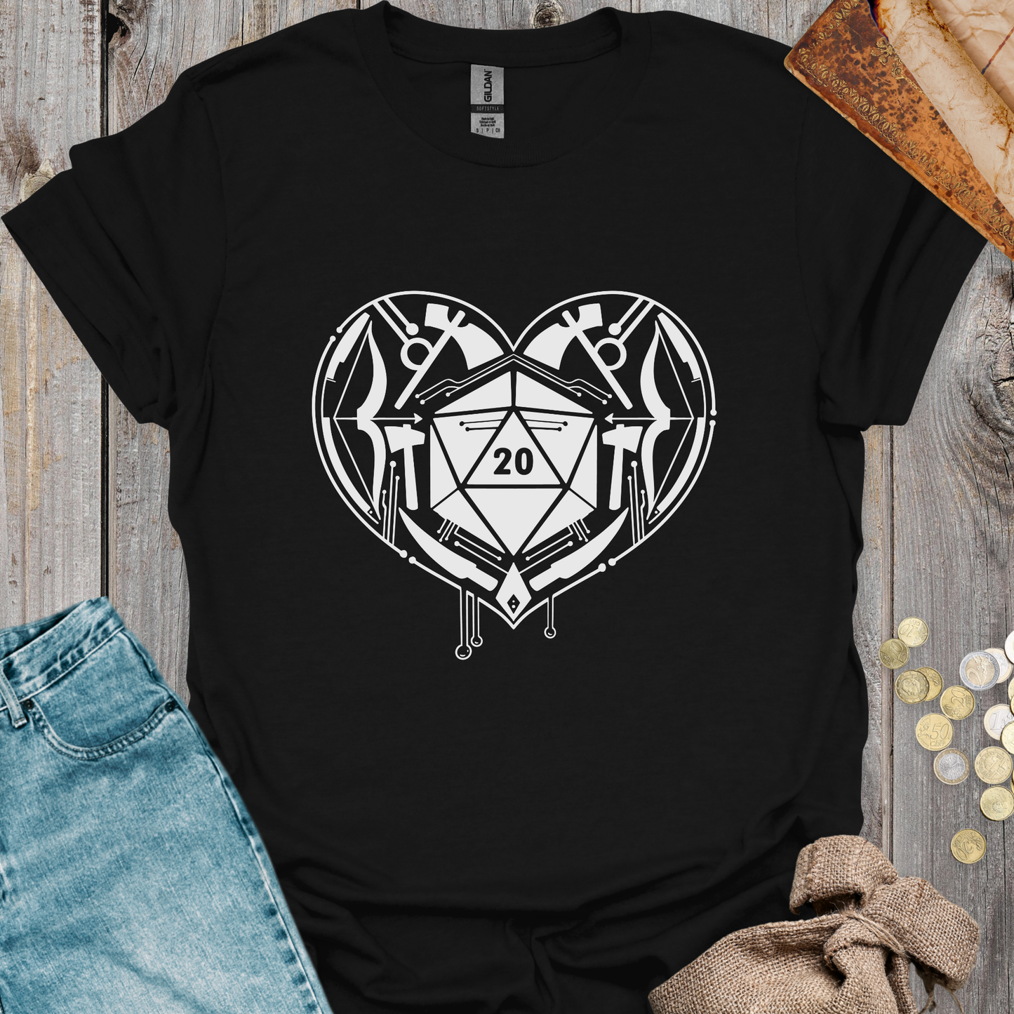 D20 Heart with Weapons
