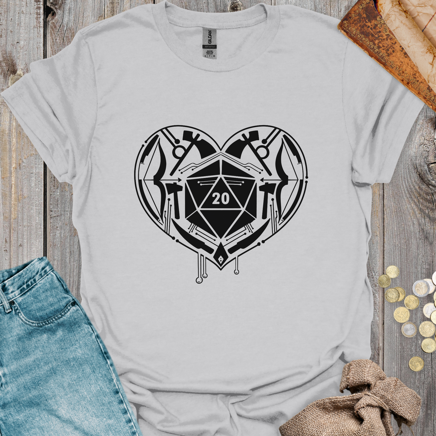 D20 Heart with Weapons