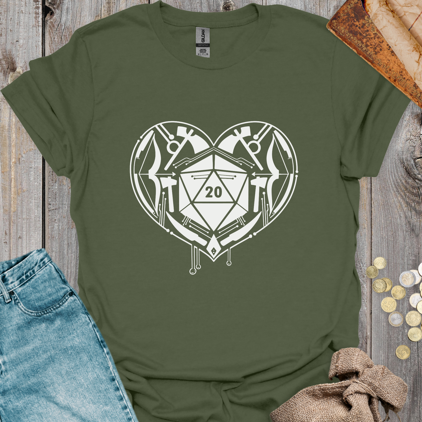 D20 Heart with Weapons