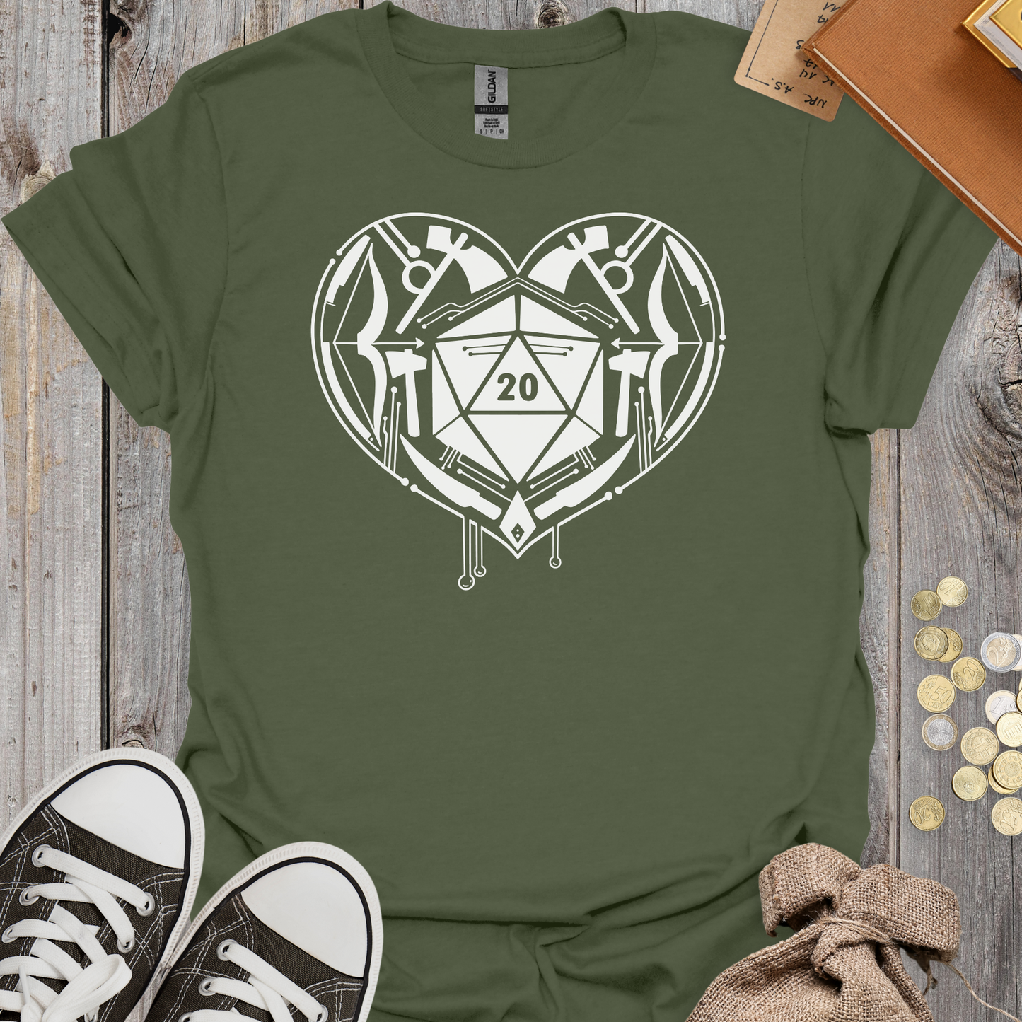 D20 Heart with Weapons